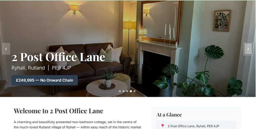 Screenshot of the 2 Post Office Lane property website